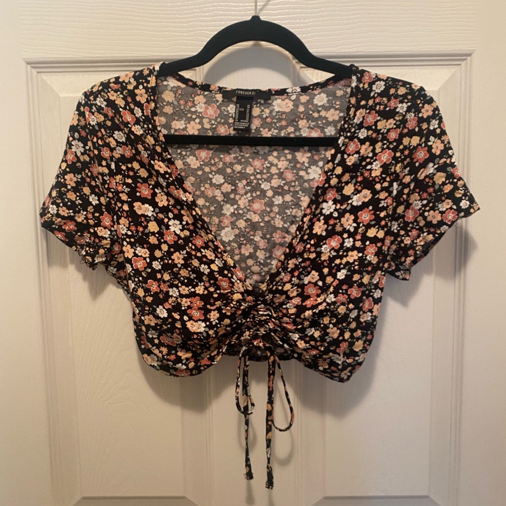 Forever 21 Black Floral Blouse
